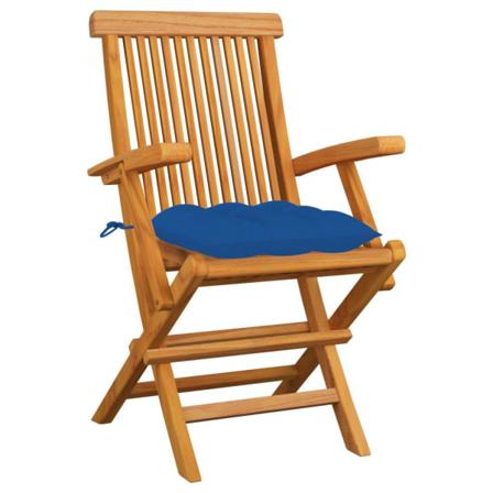 Vidaxl Trädgårdsstolar Med Blåa Dynor 6 St Massiv Teak Blå
