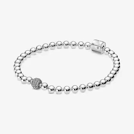Armband för kvinnor i sterlingsilver med pärlor och pavéinfattad kubisk zirkonia | 17 cm LGL