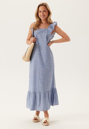 Pieces - Pcapia Sl Square Neck Ankle Dr - Nautical Blue Stripes:bright W - Kläder - - Bubbleroom