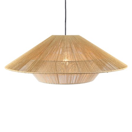 Pendellampe, 60x60x23cm, metal og hvidt reb