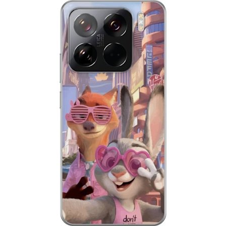 Kompatibel Mobilcover til Xiaomi Xiaomi 15 Pro Animalske figurer i solrig bymiljø med rosa solbriller og en positiv besked i en farverig feel-good st