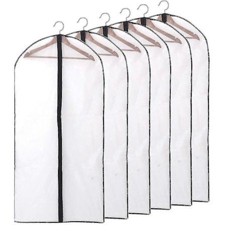 Pakke med 12 Dragtposer til Tøj, Lange, 60 X 120/100 Cm Kant Transparent Dragtpose Tøjposer