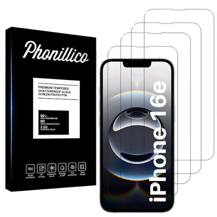 Filmen Tempereret Glas - Phonillico - iPhone 16e - Pakke med 4 - Meget Kradsikker - Gennemsigtig