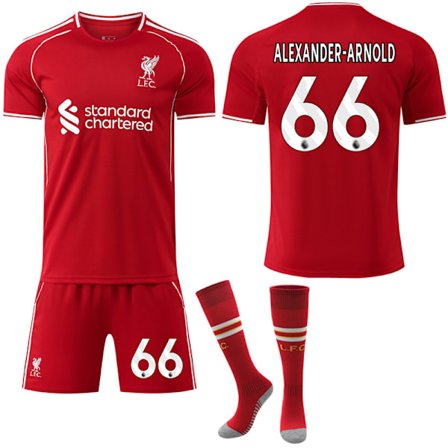 2025-2026 Liverpool Hjemmedrakt Sett Barn Voksne Fotballutstyr No.66 Alexander-Arnold