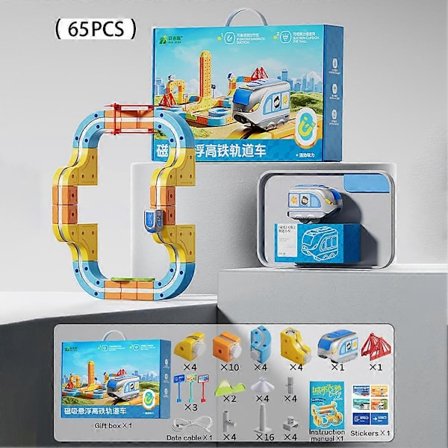 Elektriske magnetiske togbanesæt - DIY racerbanebyggesæt med tog, legetøj til småbørn og børn