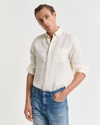 GANT - Regular fit linskjorte til herre cream