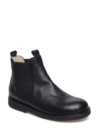 Booties - Flat - With Elastic Snørestøvletter Støvletter Svart ANGULUS