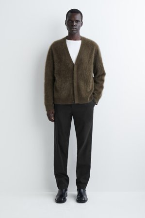 COS Men's Cotton Slim-Leg Trousers in Black