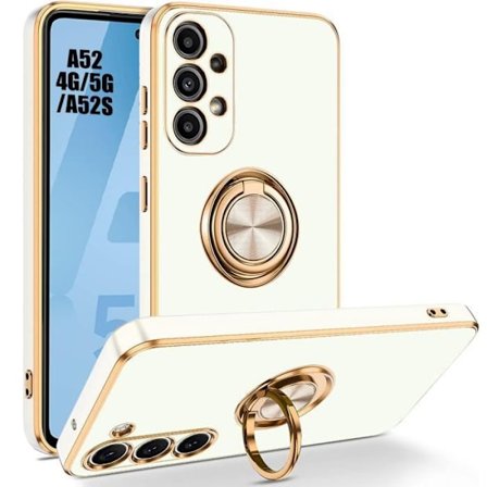 Coque - BOOLING - för Samsung Galaxy A52/A52s 5G - Stöttålig - Ringstöd - Vit