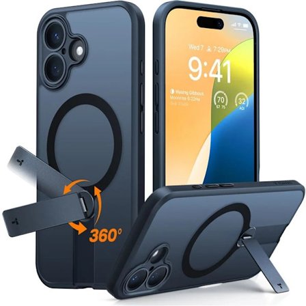 TORRAS Mobilskal till iPhone 16 Plus Magsafe Rotating Kickstand - Svart