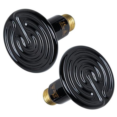 100W Keramisk Varmeavgiver 2-pakning, Varme Lampepære med Multi-Power Alternativ uten Lysutslipp for Konstant Varme, Egnet for Amfibier