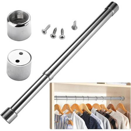 Uttrekkbar klesstang for garderobe, 34-54 cm justerbar rustfri stål garderobestang uttrekkbar klesstang for bad, skap, garderobe