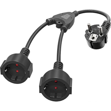 Dobbeltstik til stikkontakt, Multistik 2-vejs med fleksibelt kabel, 16 A/250 V/Max 3680 W, Tysk konverterstik forlængere til køkken, kontor, hjem, B