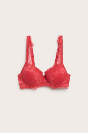 Kappahl | Vadderad spets-bh | Röd