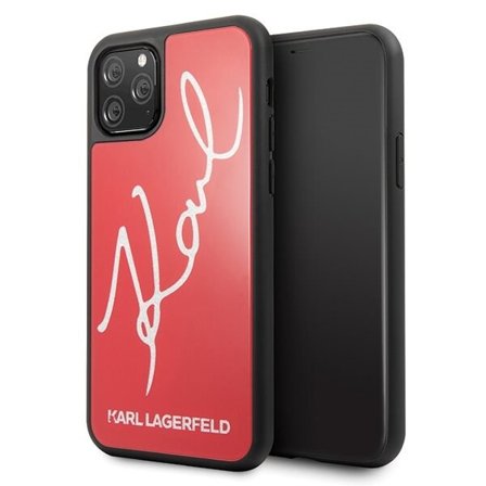 Karl Lagerfeld Signature Glitterfodral för iPhone 11 Pro - Röd