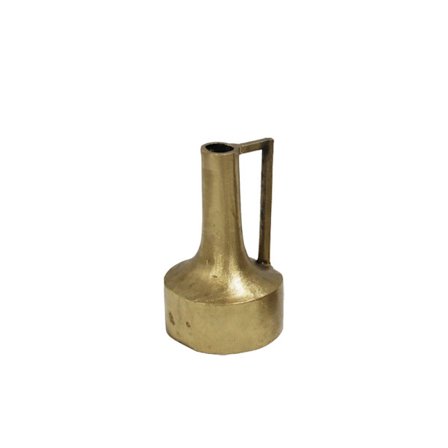 Antik aluminiumsvase i guld, 17x15x26 cm
