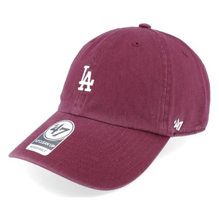 47 Brand - Los Angeles Dodgers Base Runner Clean Up Dark Maroon Dad Cap Unconstructed Red Cap - MLB @ Hatstore