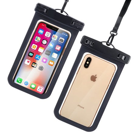 2 stk. Smartphone Vandtæt Taske (Sort 21,5 x 10,5 cm), PVC Vand