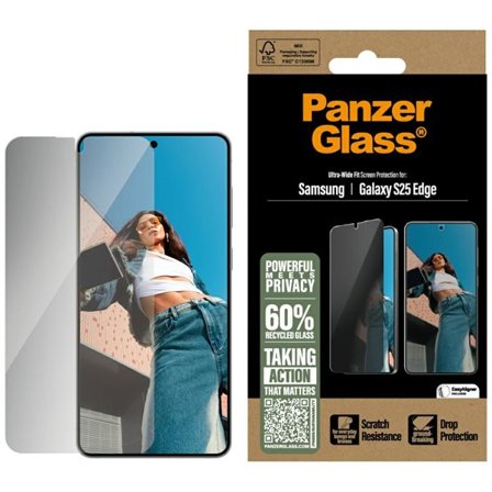 PanzerGlass Ultra-wide Fit Privacy Glass til Samsung Galaxy S25 Edge - Klar