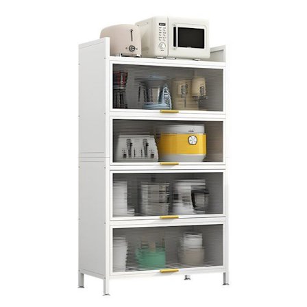 Kökskabinet - SEVENCOMFORT - 5 hyllor - Metall - Vit - 144 cm höjd