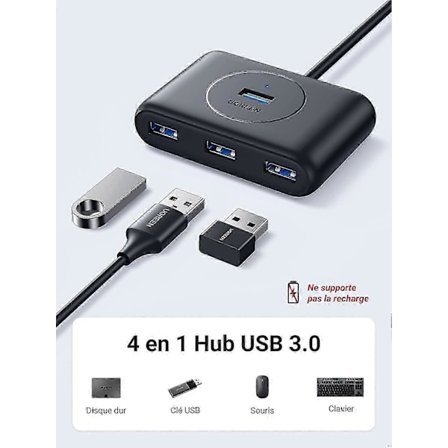 Usb 3.0 Hub til 4 Usb-porter 5gbps Super Speed Usb Multippel Hub Adapter Kompatibel med Mus Tastatur Harddisk, Pc Ps5 Ps4 Pro Slim Xbox One X Surface