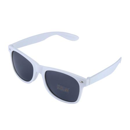 Retro Wayfarer Solglasögon Vita Svart Glas + Senilsnöre Hvit