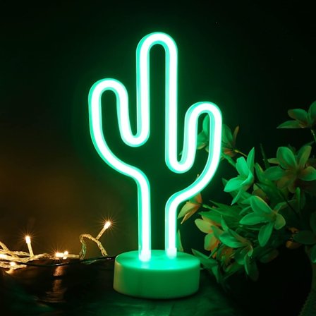 Cactus Neon Sign - Cactus LED Sign Decor - Batteri USB driven H