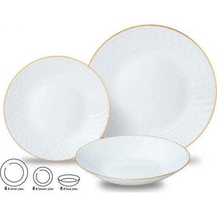 Servis av bord - KINGHOFF - Opal - 18 delar - Diskmaskinssäker - Vit