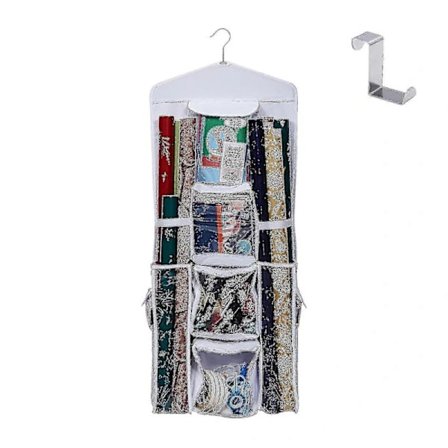 Dobbeltsidig Hengende Gavepapirorganisator, Oppbevaring av Gavepapir og Gaveposer, Plassbesparende, 38x102 cm (FMY) Svart
