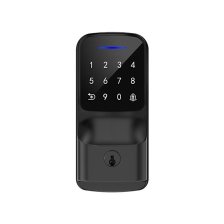 Single-Latch Fingerprint Smart Door Lock kompatibelt med Tuya Bluetooth, PIN tastatur, RFID, appstyring og mekanisk nøglebackup