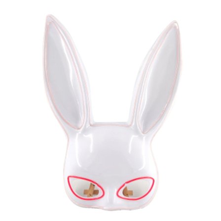 Lysande kaninmask Halv ansikte kaninmask accessoar för Halloween festtillbehör