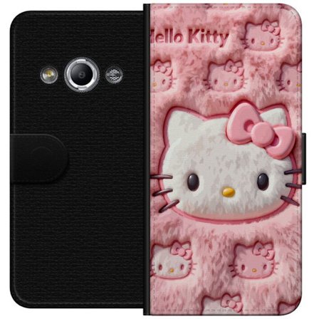 Yhteensopiva Lompakkokotelo Samsung Galaxy Xcover 3 Hello Kitty vaaleanpunainen pörröinen tausta, jossa on ikoninen kasvot ja kawaii-esteettisyys