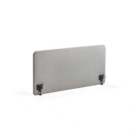 Ścianka biurkowa ZONE, czarne uchwyty, 1400x650x36 mm, tkanina Etna, jasnoszary