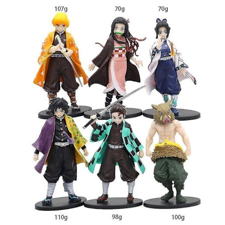 6 stk/sæt Anime Demon Slayer Figur Legetøj Zenitsu Inosuke Tanjiro Nezuko Samlerobjekt Pvc Model Statue Figur Dukker Legetøj
