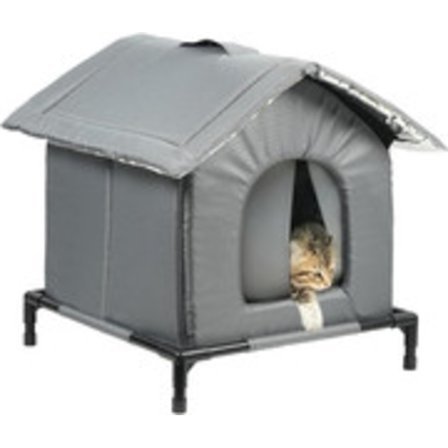 Katte- og hundeseng – grått vinterkjæledyrhus, vanntett, isolert og slitesterk kurv for katterommet 42x42cm