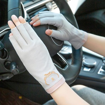 Sommar halvfinger exponerade tunna handskar för kvinnor, solskydd, UV-skydd, bilkörning, cykling, halkskydd