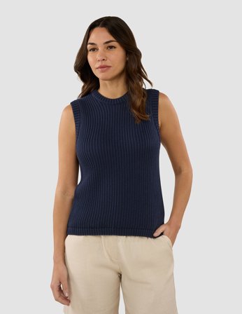 Shaping New Tomorrow - Dame - Structured Knit Top - Navy - Størrelse L