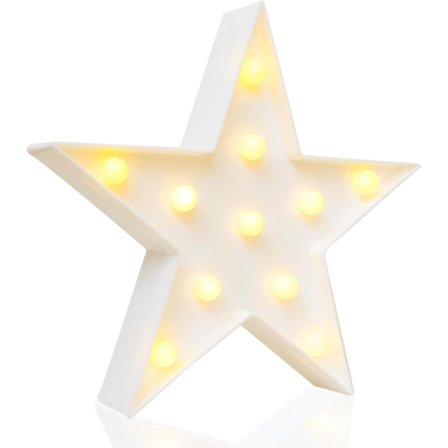Stjerneformet skiltelampe, varmt hvidt LED-lys - Juledekoration til stue, soveværelse, bord og væg - batteridrevet