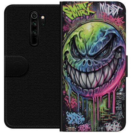 Yhteensopiva Lompakkokotelo Xiaomi Redmi Note 8 Pro Värikäs graffitipiirros pahansuipasti hymyilevästä hirviökasvoista, jossa valuvat neonvärit