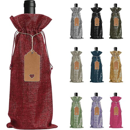 Flaskor, 10x Presentpåsar För Vin, Jutevinsäck Med Dragkedja, Burlap Presentpåsar För Vinflaskor, Förpackning För 1 Flaska Vin/champagne