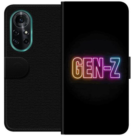 Kompatibel Tegnebogsetui til Huawei Huawei nova 8 Pro Neontekst Gen Z i farverigt lys mod en mørk baggrund i moderne digital stil