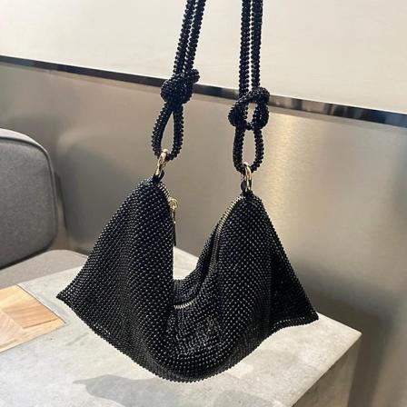Käsittele strassit Ilta Clutch Laukku Hopean Kiiltävä Crystal Dinner Party Häälaukku ja Kukkaro Olkalaukku - Perfet