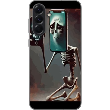 Kompatibelt Mobilskal till Samsung Galaxy A56 Italiensk hjärnrut WiFi-tema - Skelett med mobil och svag signal