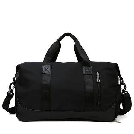 Sports Gym Bag for Weekend Bag med skoskap, Transportveske Bagasjeveske (Svart)