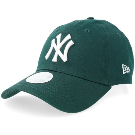 New Era - MLB - Green - unconstructed - Cap - New York Yankees Womens League Essential 9TWENTY Dark Green/White Dad Cap - Hatstore