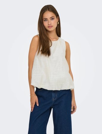 JDY Jdylucca S/L Bubblehem Top Wvn Exp - Cream - M