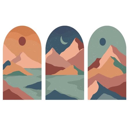 Boho Wall Decal Arch Wall Stickers Sun Moon Mountain Stickers