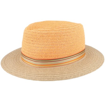 Mayser - Orange Straw Hut - Nane Paperbraid Orange/Beige-gem Straw Hat @ Hatstore