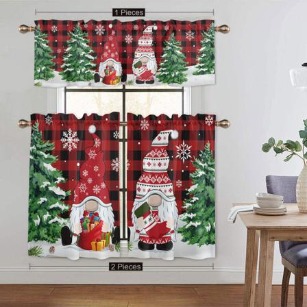 1/2 St Stång Pocket Blackout Snögubbe Print Jul Halv Gardin
