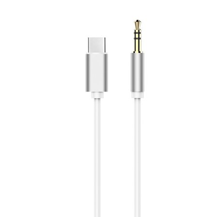 Adapteri HF/audio USB-C - Jack 3,5mm Valkoinen Kaapel (uros)